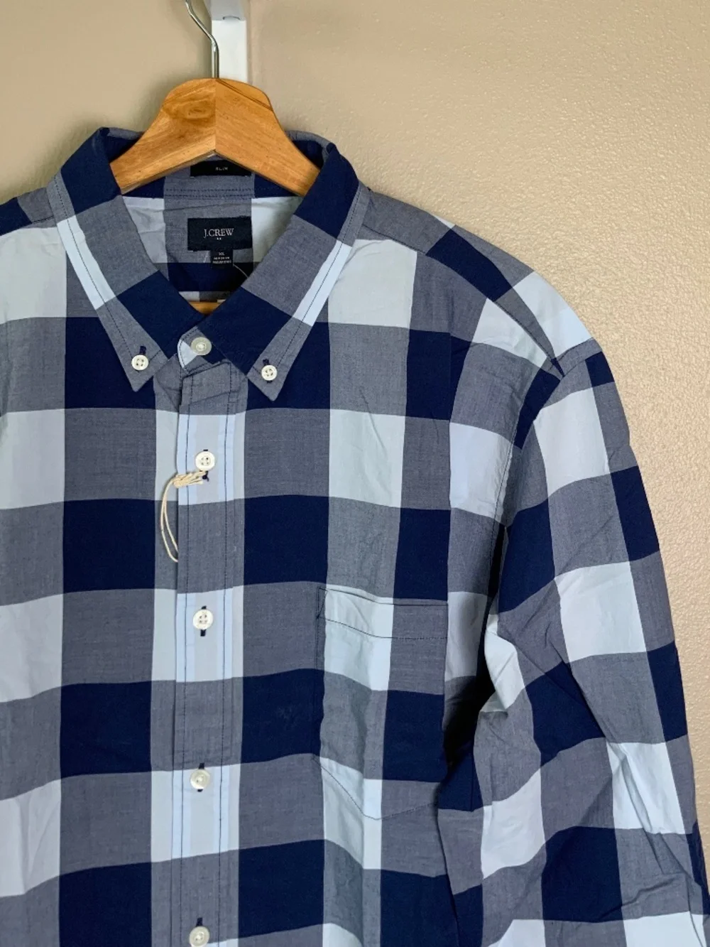 J. Crew Factory Gingham Buffalo Check Slim Washed Button Down Oxford Shirt